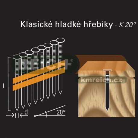 Hladký hřebík REICH by Holz-Her plast 20° (2,5 x 50 BK)
