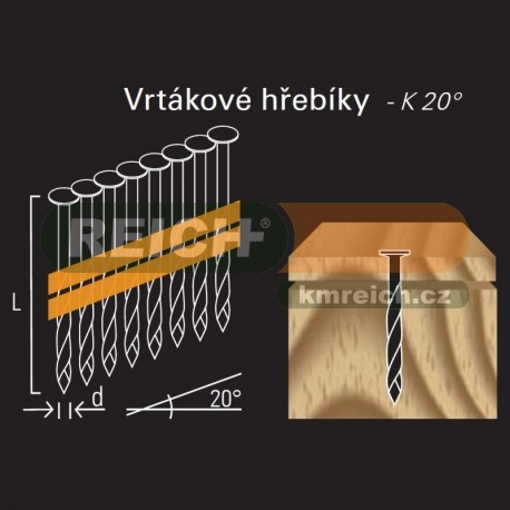 Vrtákový hřebík REICH by Holz-Her plast 20° (3,2 x 90 H BK)