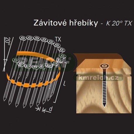 Závitový hřebík ve svitku REICH by Holz-Her plast 20° (2,8/3,1 x 50 H GALV)