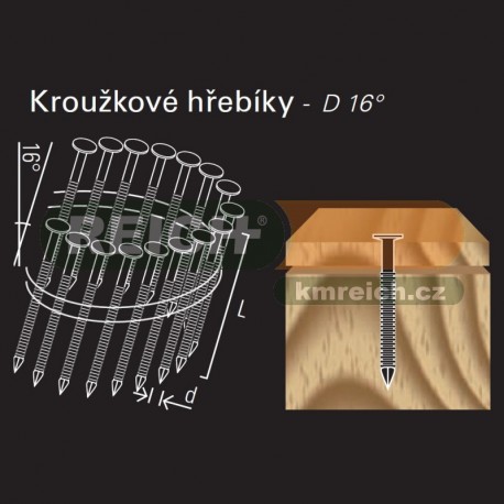 Konvexní kroužkový hřebík ve svitku REICH by Holz-Her drát 16° (2,1/2,3 x 27 BK E)