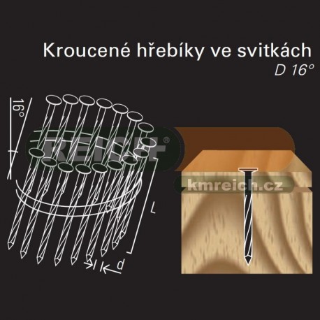 Kroucený hřebík ve svitku REICH by Holz-Her drát 16° (2,8/3,0 x 40 H BK)